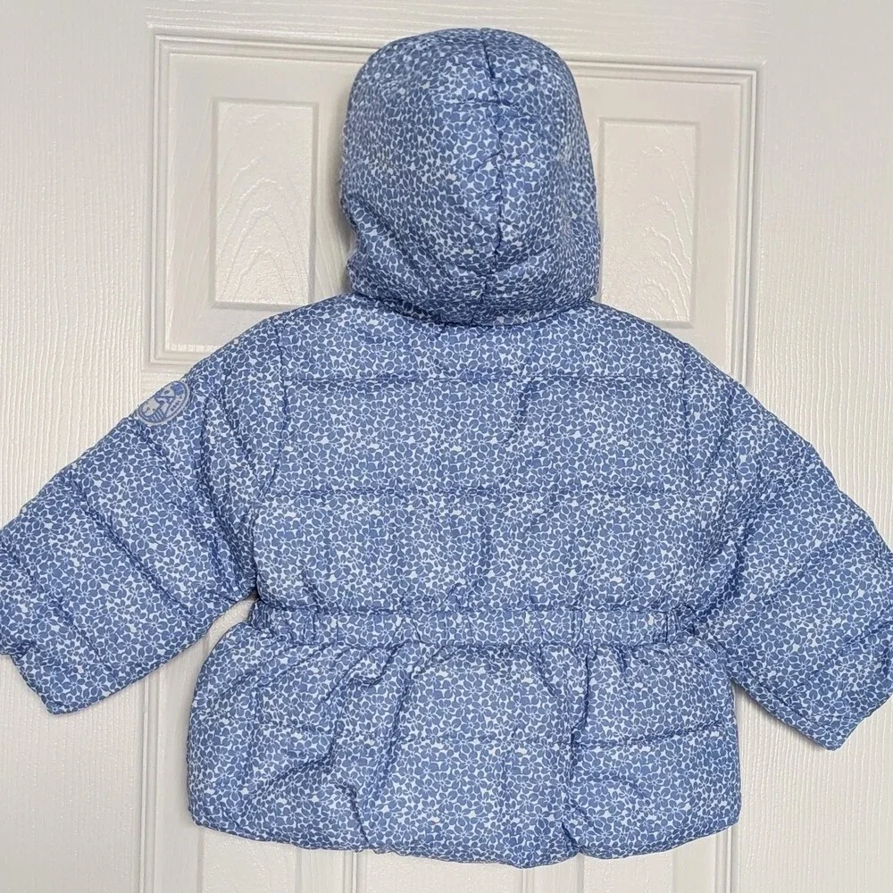 Baby GAP (12-18 Months) Blue & White Hooded Puffer Jacket